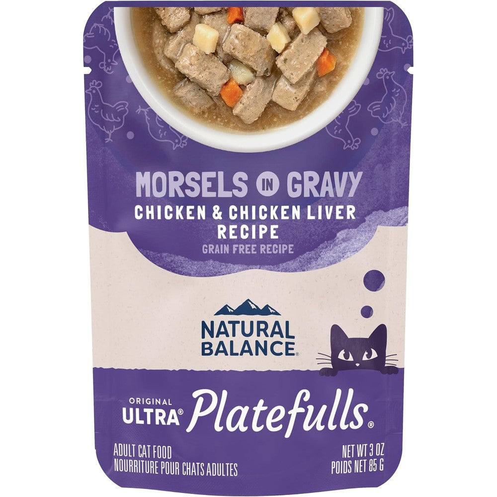 Natural Balance Original Ultra Platefulls Indoor Chicken and Chicken Liver wet cat food front pack view