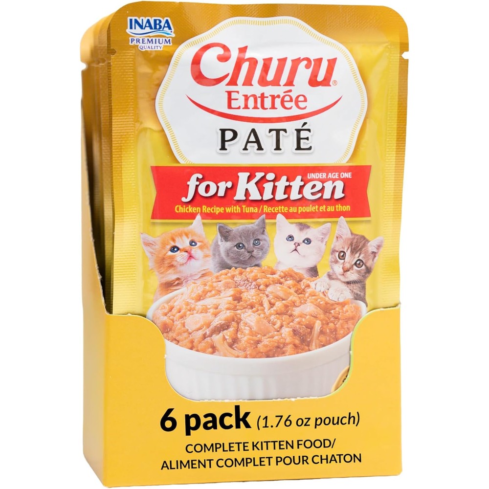 INABA Churu Entree Pate for Kittens 6 pack front view authentic imported cat food packaging