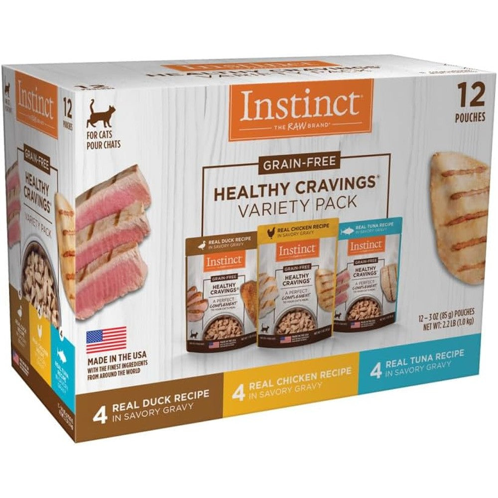 Instinct Healthy Cravings Grain Free Wet Cat Food Topper Variety Pack 12 count box front view