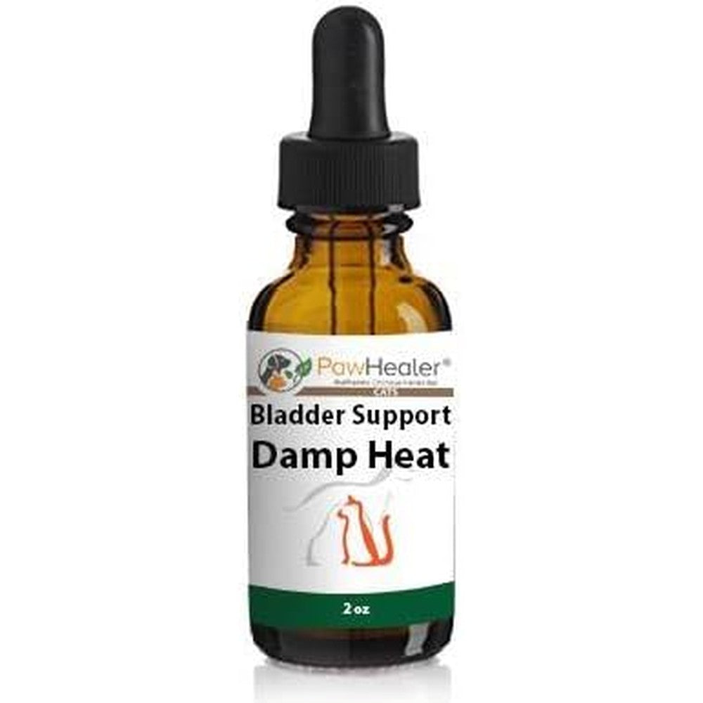 PawHealer Bladder Support for Damp Heat front view of liquid herbal bottle for cat urinary health.