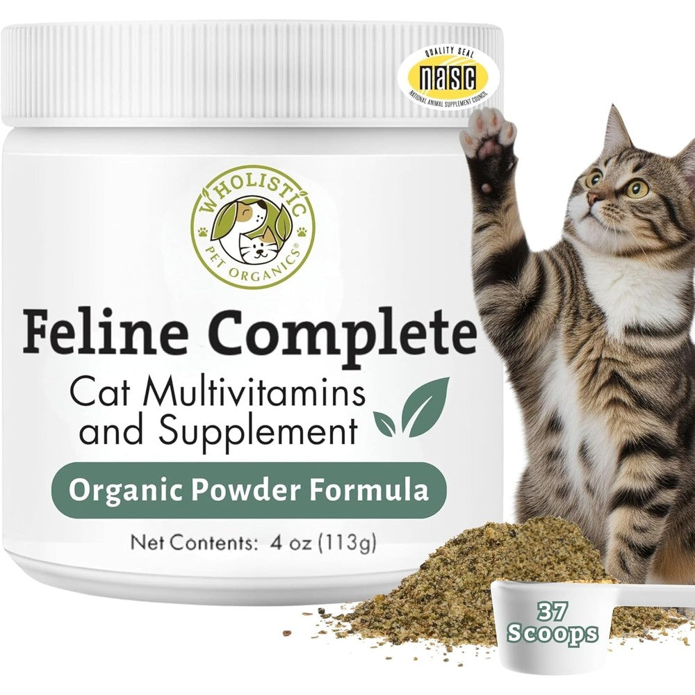 Wholistic Pet Organics Feline Complete 4 ounce powder jar front view