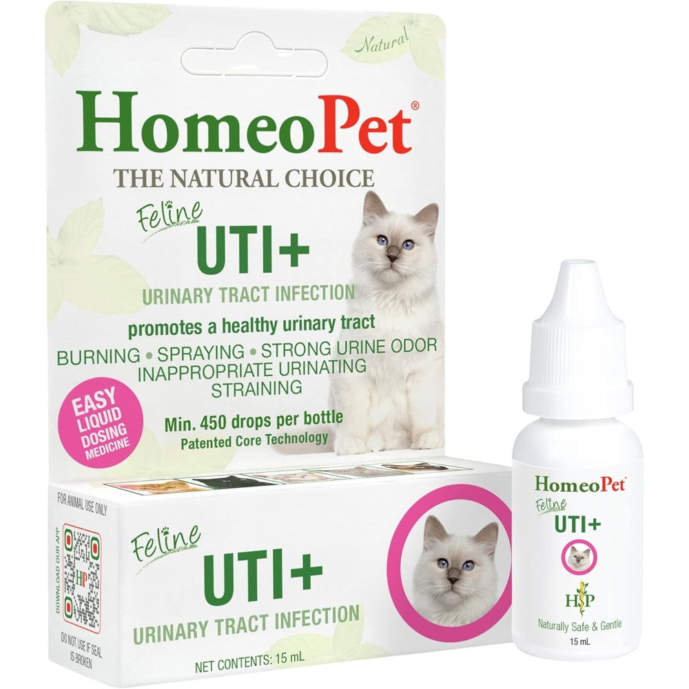 HomeoPet Feline UTI Plus natural cat urinary supplement bottle