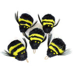 Litterboy Pets Baby Bees Refill Pack front view showing five handcrafted bumblebee cat wand attachments.