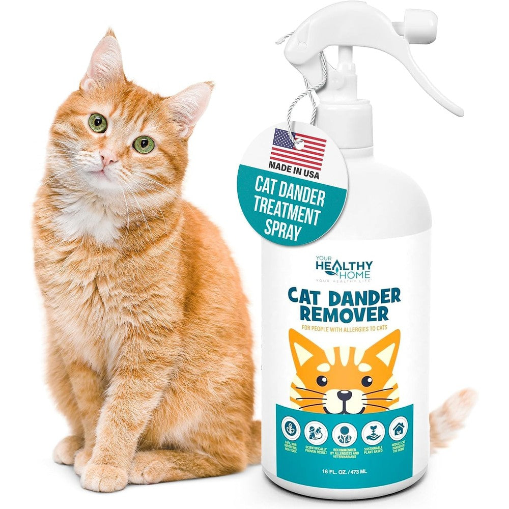 YourHealthyHome Cat Dander Remover front view bottle for pet allergen relief