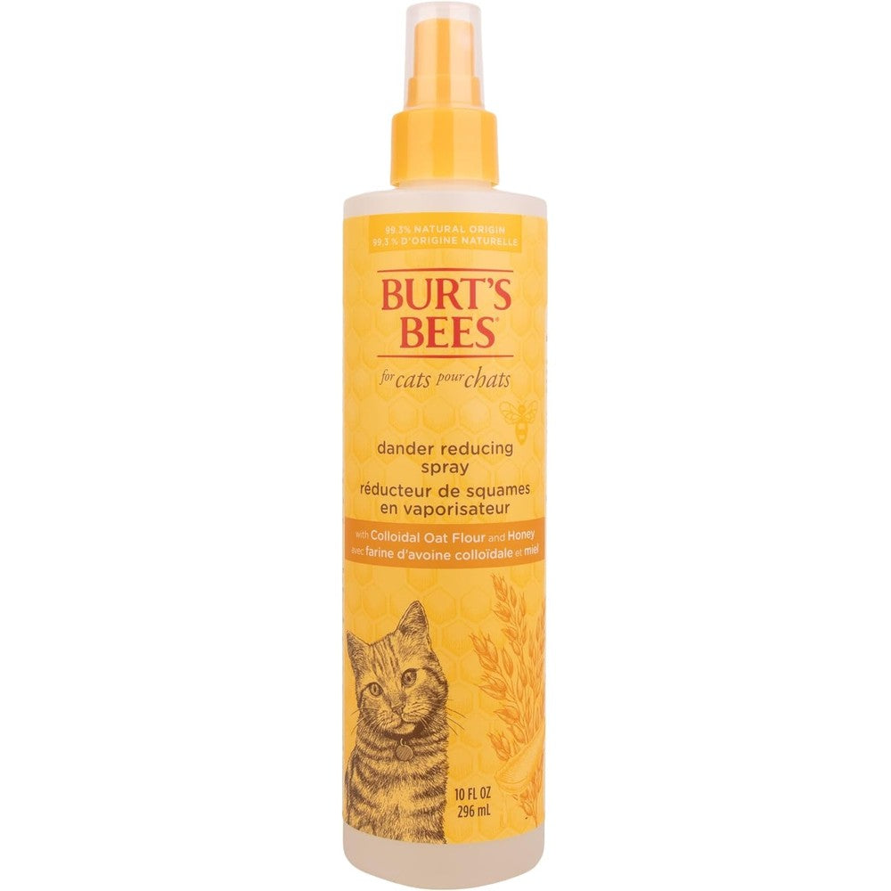 Burt's Bees For Pets Cat Dander Reducing Spray front view for waterless cat grooming.