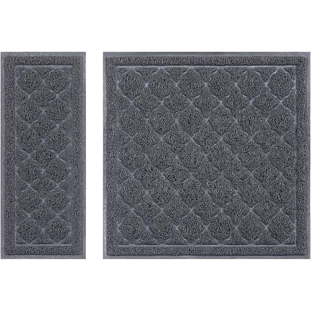 Unipaws Cat Litter Trapping Mat front view showing gray coiled textured surface