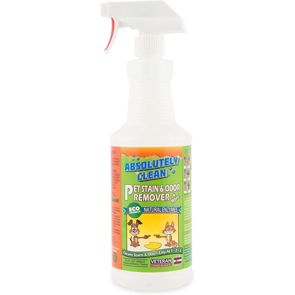 Absolutely Clean Professional Strength Pet Stain And Odor Remover front view showing authentic enzyme cleaner bottle.