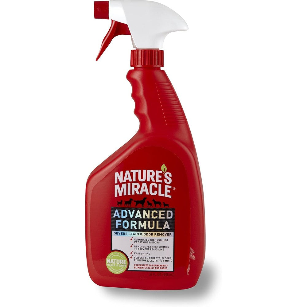 Nature's Miracle Advanced Pet Trigger Sprayer 32 Ounce front view bottle for dog stain removal.