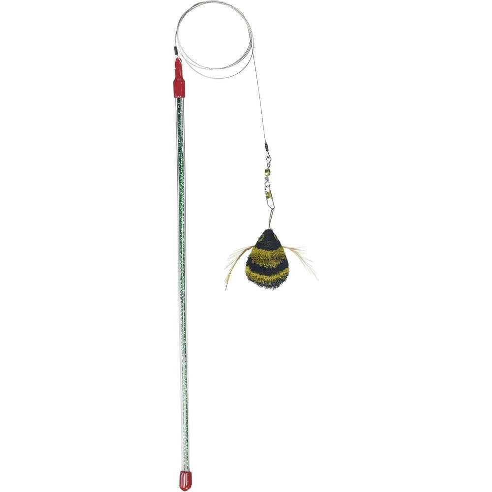 GoCat Cat Catcher Da Bee interactive teaser wand front view for engaging indoor pet play.
