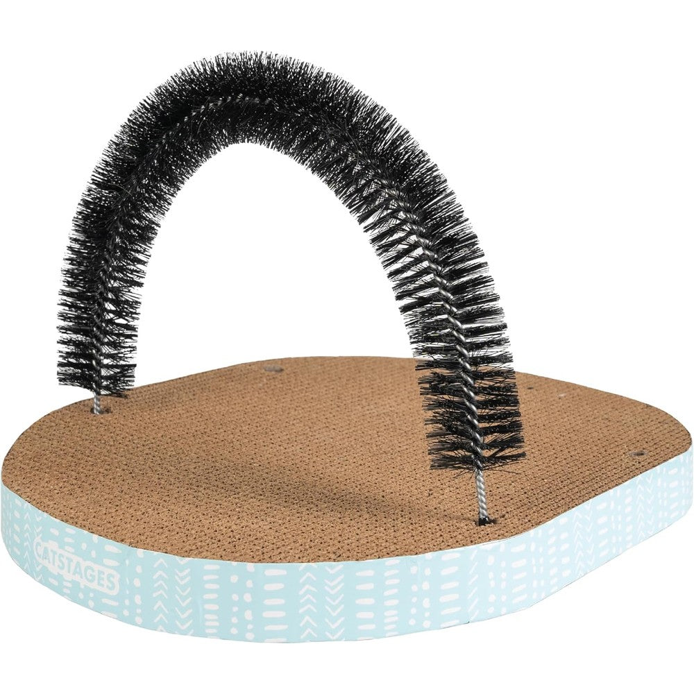 Catstages Scratch And Groom Cat Scratcher With Removable Curved Brush For Self Grooming Station Orange