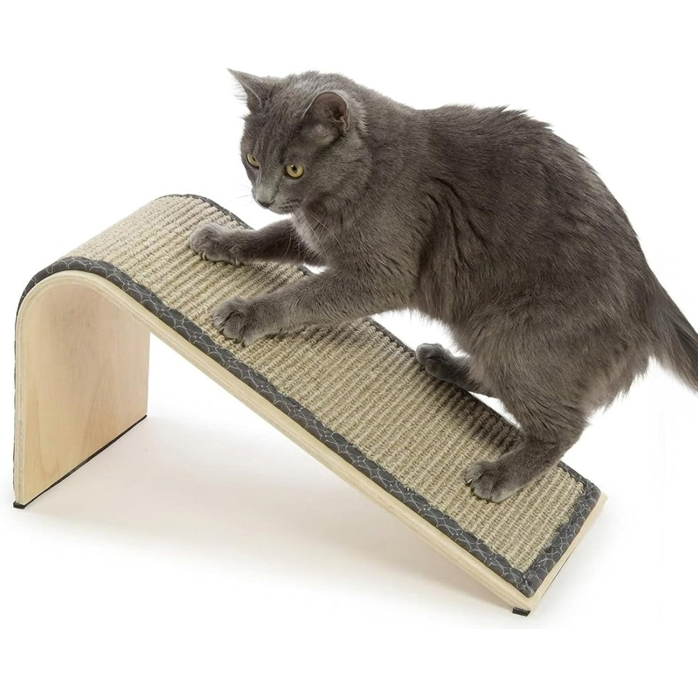 SmartyKat Sisal Angle Ramp Cat Scratcher Natural Woven Sisal Incline Scratching Board With Pure Organic Catnip And Wooden Structure