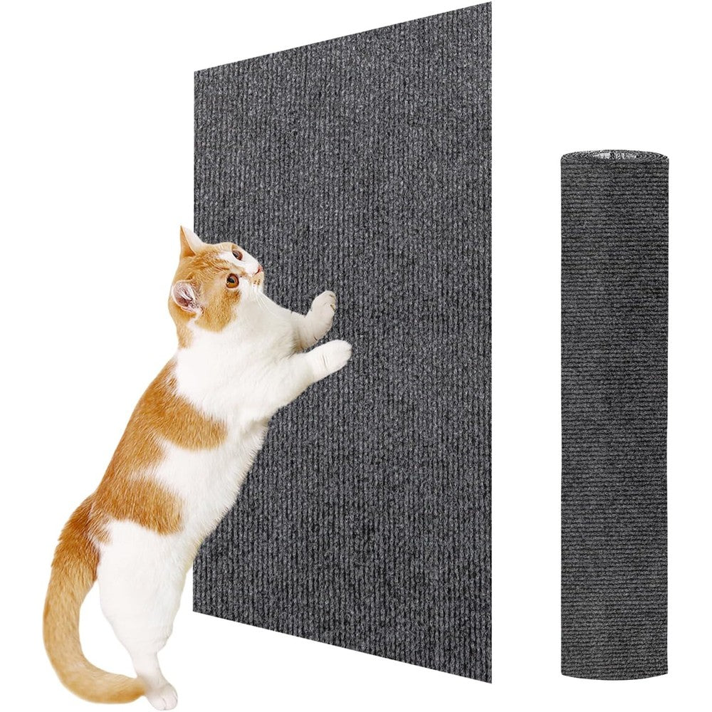 ENONCI Cat Scratching Mat Self Adhesive Wall Scratcher Board With Nano Tape For Couch And Sofa Corner Protector Gray 23.6x15.8 Inches