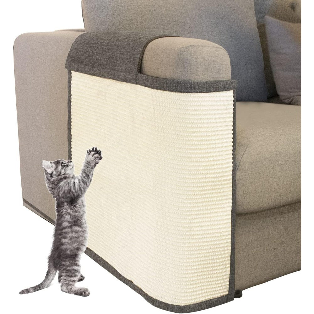 Oroonoko Cat Scratch Sofa Protector Natural Sisal Scratching Couch Shield For Right Hand Side Armrest Dark Grey