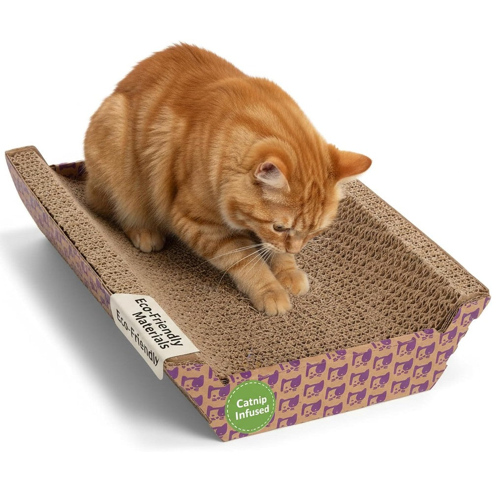 SmartyKat Super Scratcher Chaise Corrugated Cardboard Cat Scratcher And Lounge Bed With Catnip Infusion Technology, Brown, One Size
