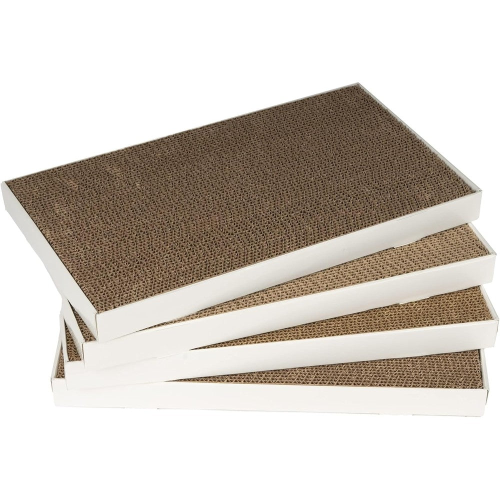 Amazon Basics Corrugated Cardboard Cat Scratcher Reversible Scratching Board White 4 Pack