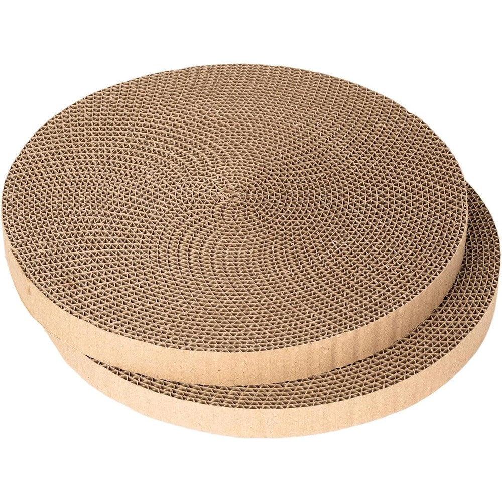 THAMIAO Round Cat Scratcher Refill Corrugated Cardboard Cat Scratching Board Replacement Pads 10 Inch Diameter 2 Count