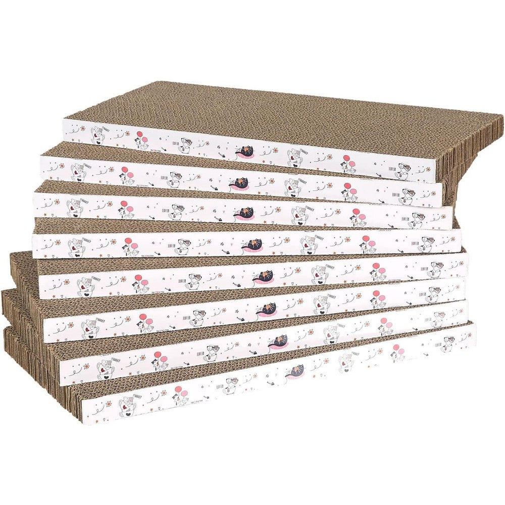 Catinarla 8 Packs In 1 Cat Scratch Pad Reversible Premium Corrugated Cardboard Cat Scratcher Pads For Grind Claws And Rest 16.8 x 8.5 x 1 Inches
