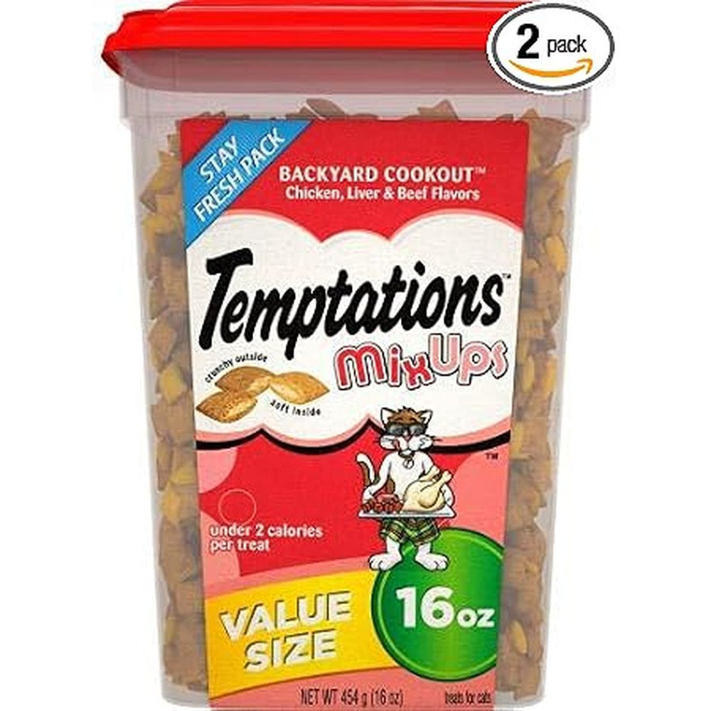 Temptations Mixups Treats For Cats Backyard Cookout Chicken Liver And Beef Flavor 16 Ounces Pack Of 2