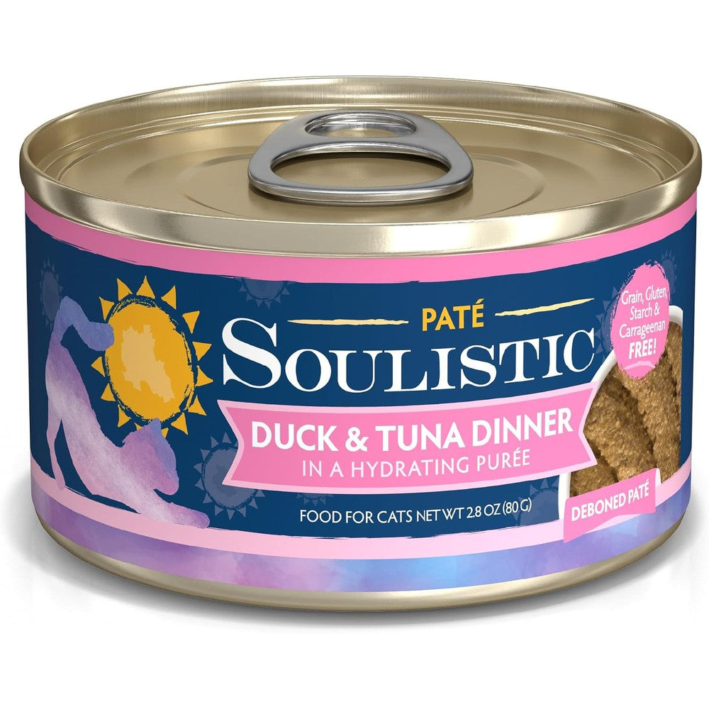 Soulistic Paté Duck And Tuna Dinner In A Hydrating Purée Wet Cat Food, 2.8 Ounce Can, Pack Of 12