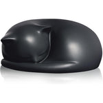 FUFYUKEY black resin sleeping cat urn front view showing peaceful resting kitty sculpture design