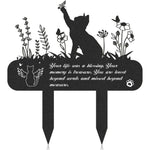 Rngmsi metal cat memorial plaque front view showing laser cut cat silhouette and text inscription