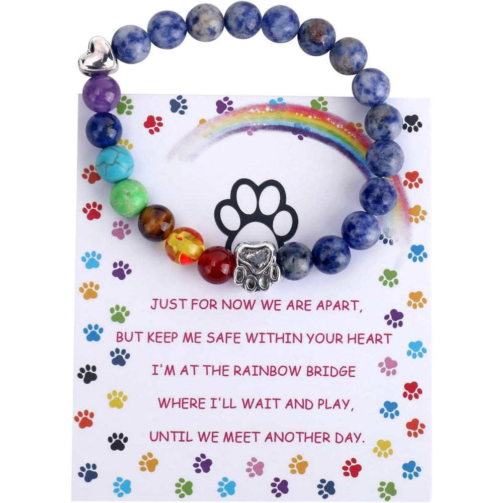 Unijew pet memorial rainbow bridge bracelet front view on sympathy card