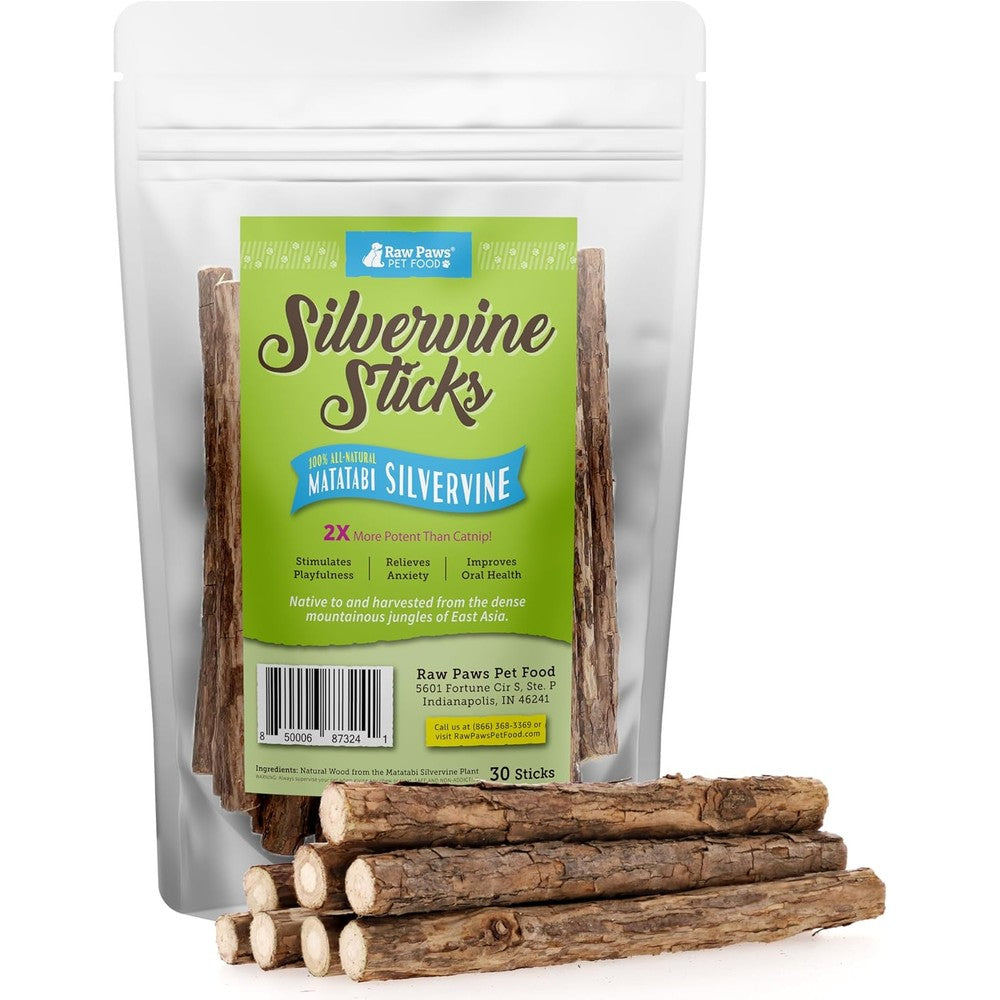 Raw Paws Silvervine Sticks 30 pack front view
