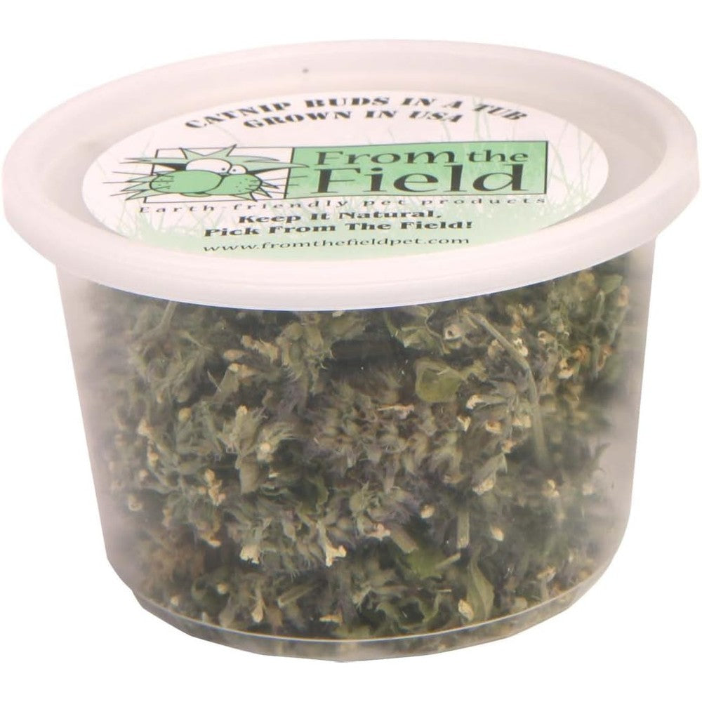 From The Field Premium Whole Catnip Buds For Cats Organic USA Grown Natural Treat For Indoor Cats Resealable Zero Point Five Ounce Tub