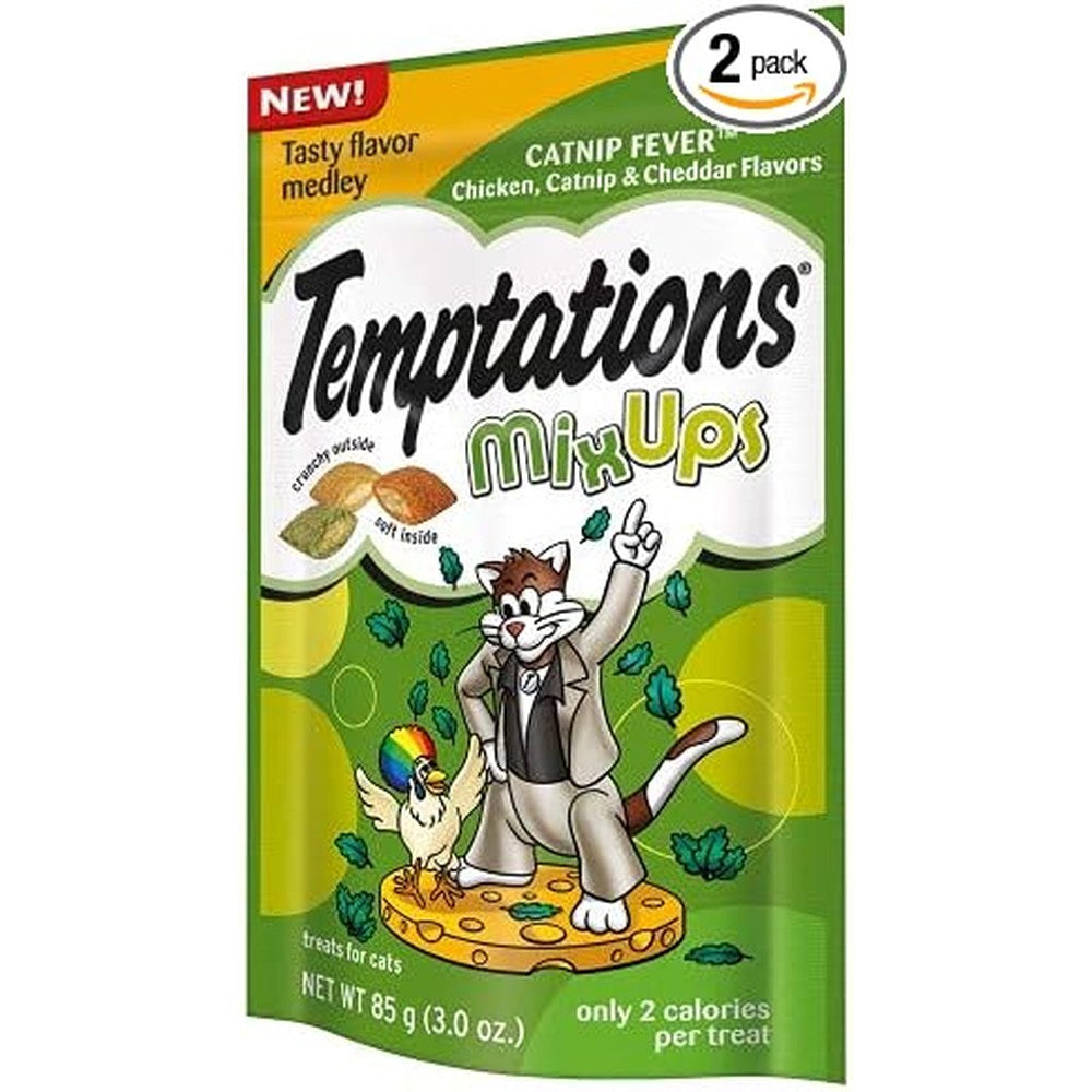 Whiskas Temptations MixUps Crunchy And Soft Treats For Cats Catnip Fever Flavor Chicken Catnip And Cheddar Cheese Blend Three Ounce Pack Of Two