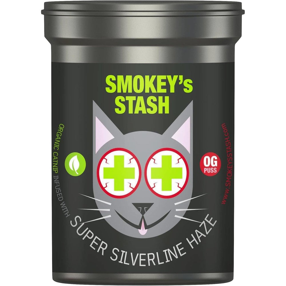 Smokey's Stash Silvervine Haze Potent Organic Catnip And Silver Vine Powder Blend For Cats Premium All Natural Euphoric Cat Toy Stimulant 18 Grams