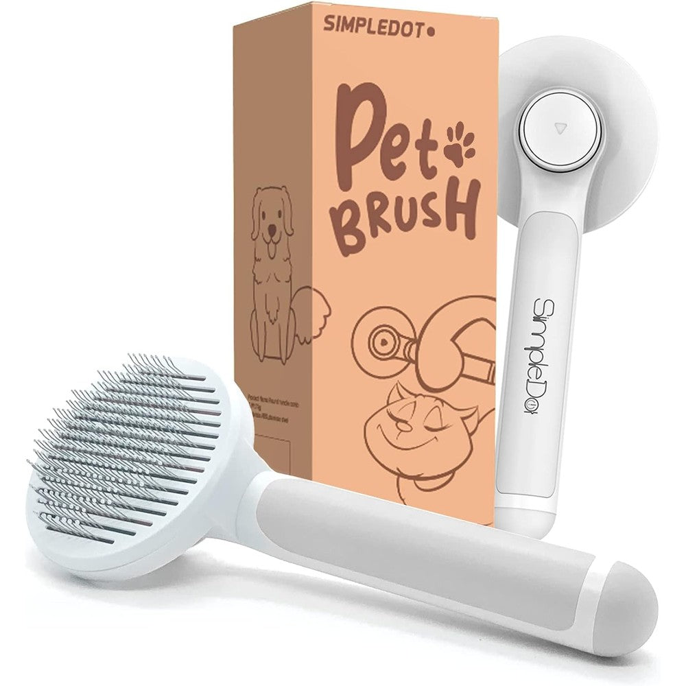 SimpleDot self cleaning slicker brush front view pet grooming tool