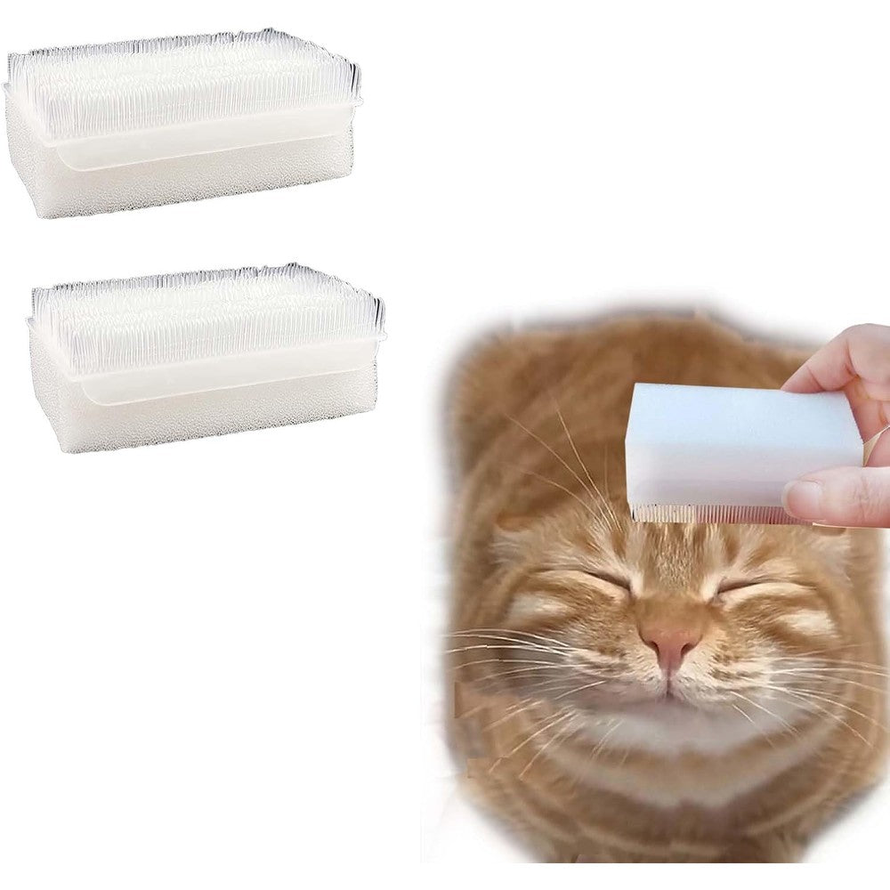 SoarExcelyy soft cat tongue grooming brush front view showing white ergonomic plastic design.