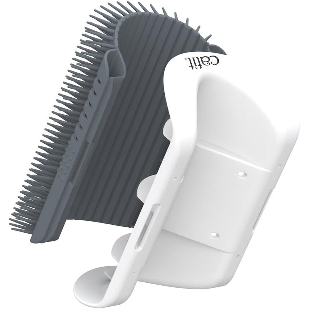 Catit Senses 2.0 Self Groomer front view showing grey grooming brush