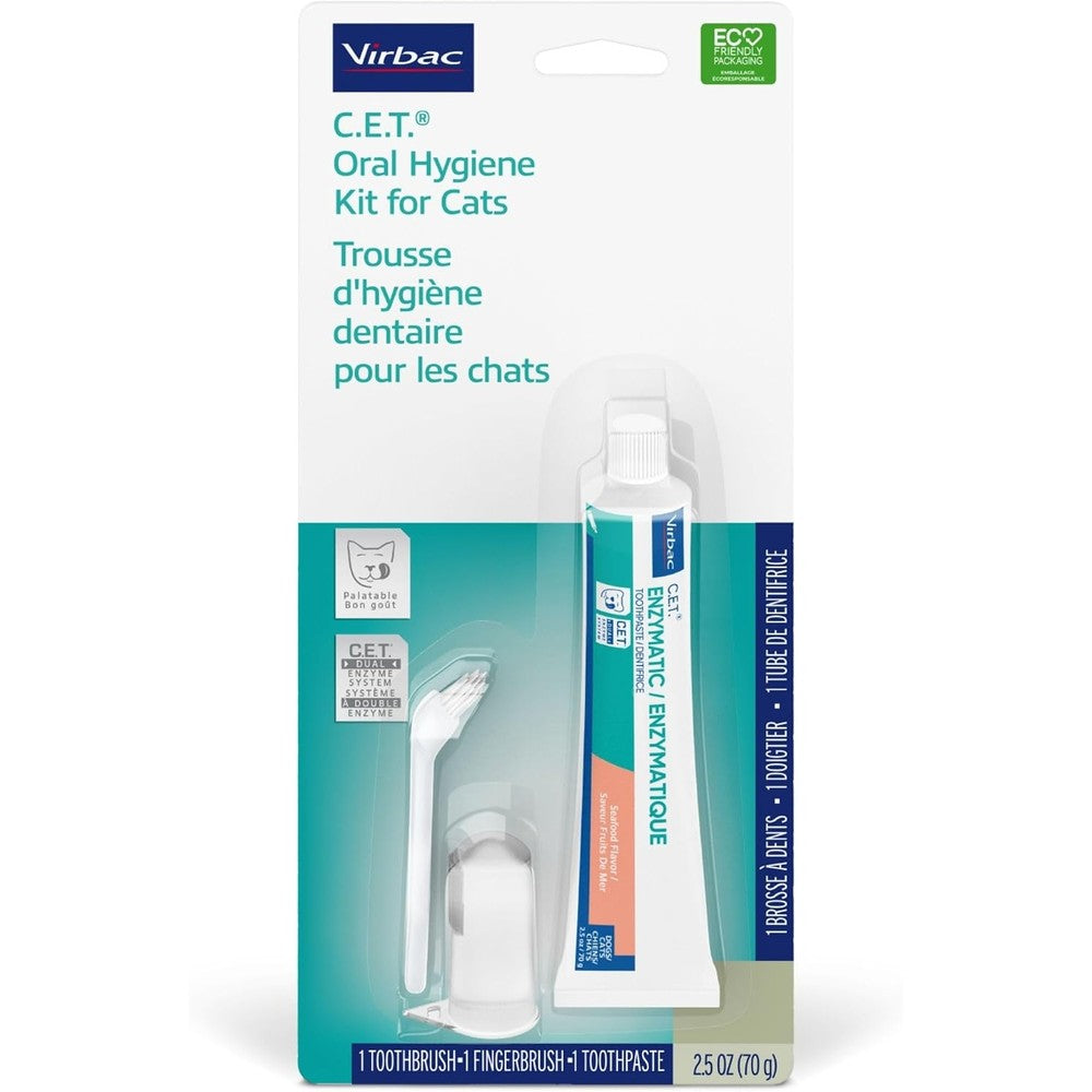 Virbac C.E.T. Enzymatic Oral Hygiene Kit for Cats front packaging view