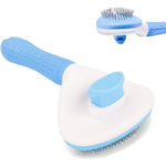 JRKOETY self cleaning slicker cat brush front view showing triangle brush head and white body