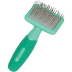 Coastal Pet Li'l Pals Kitten Slicker Brush front view showing green handle and wire pins