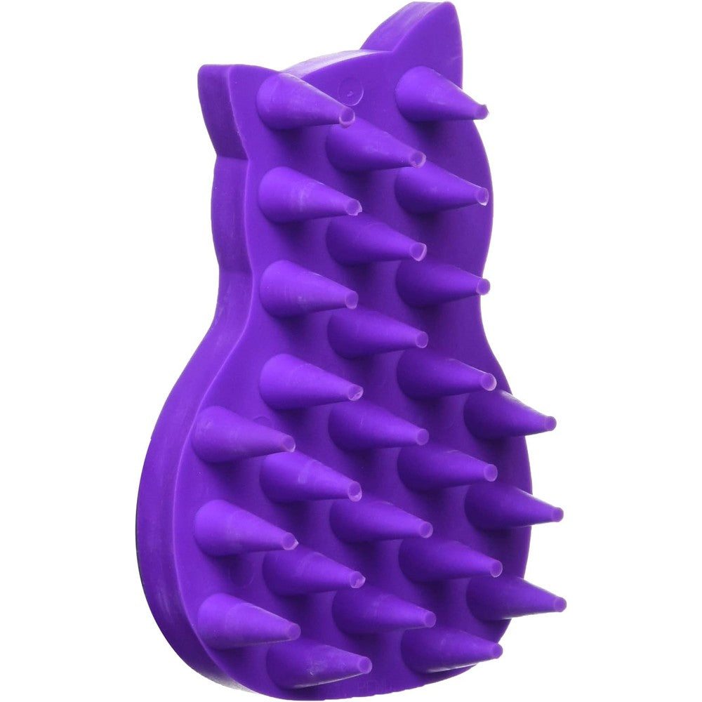KONG ZoomGroom cat grooming brush front view showing violet rubber fingers