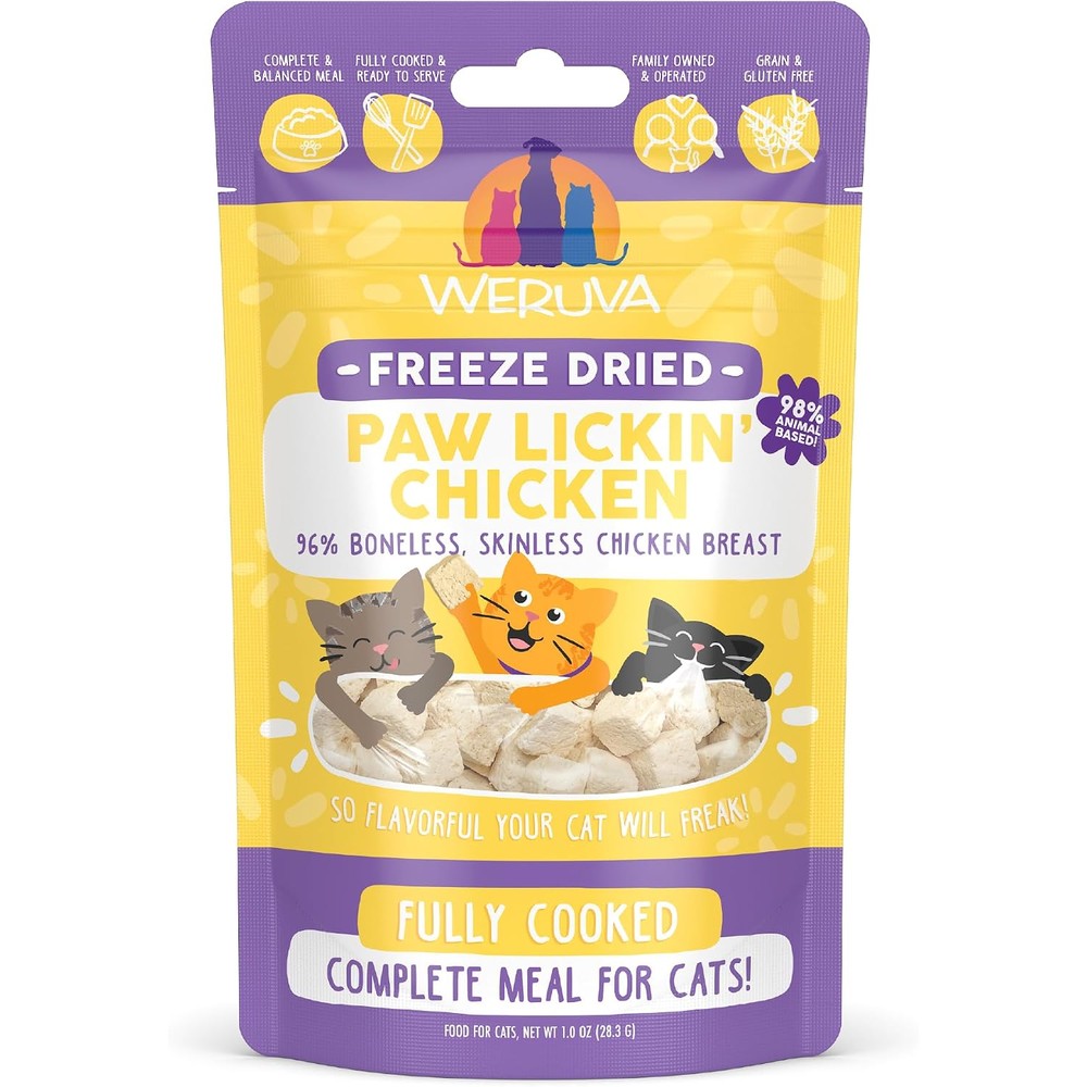 Weruva Cat Freeze Dried Paw Lickin Chicken Grain Free Cat Food And Meal Topper Made With Boneless Skinless Chicken Breast One Ounce Bag