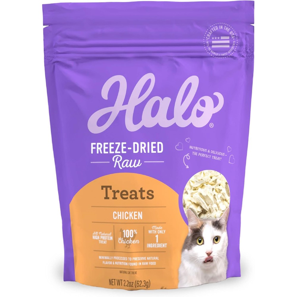 Halo Purely For Pets Liv-A-Littles Grain Free All Natural Freeze Dried Chicken Breast Protein Dog and Cat Treats For Training 2.2 Ounce Jar