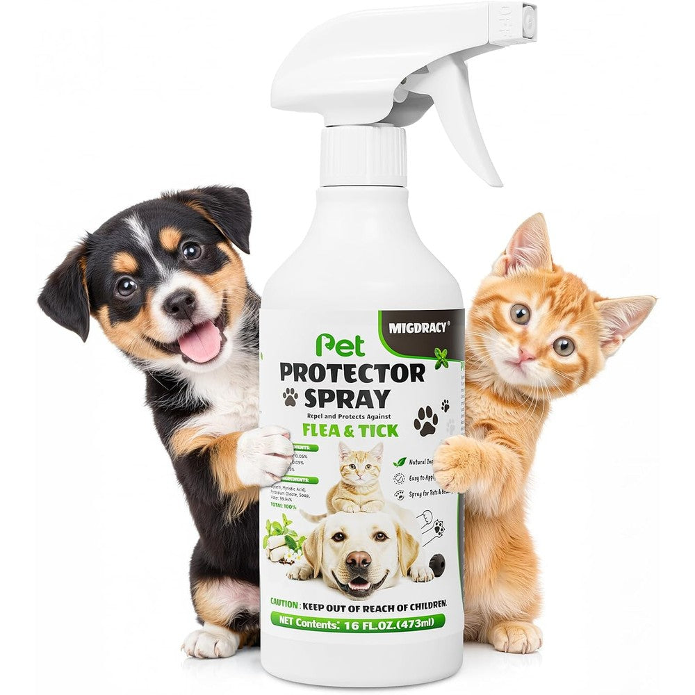 Migdracy Pet Protector Spray front view bottle for dog and cat flea control