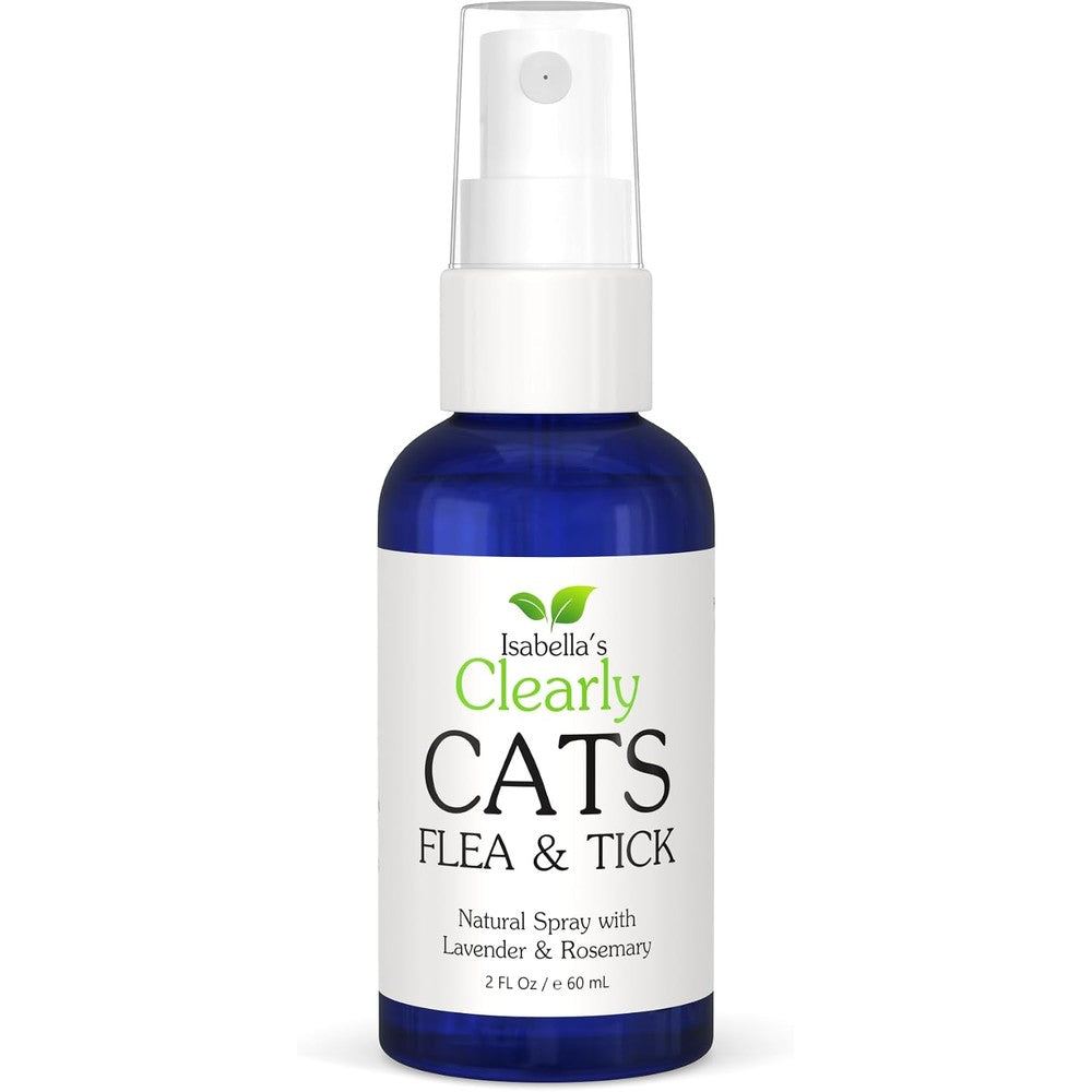 Isabella's Clearly Cats natural flea and tick repellent spray front view bottle