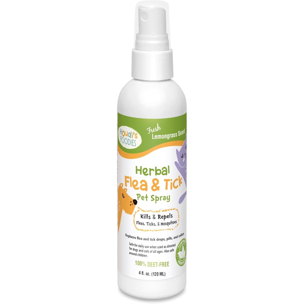 Pet Essentials Houdi Foodies Herbal Flea and Tick Pet Spray front view bottle