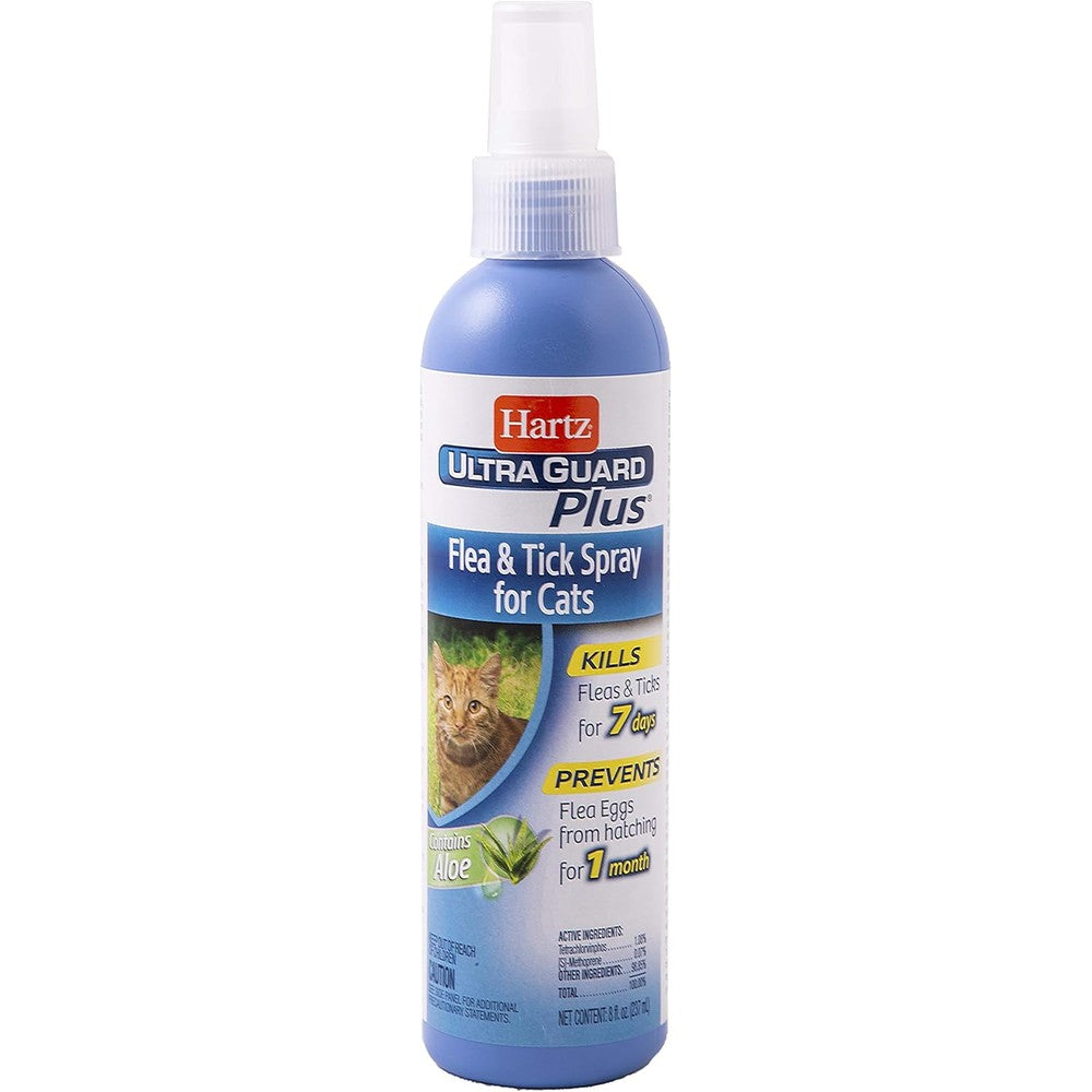 Hartz UltraGuard Plus Cat Flea and Tick Spray 8 Ounce front view bottle