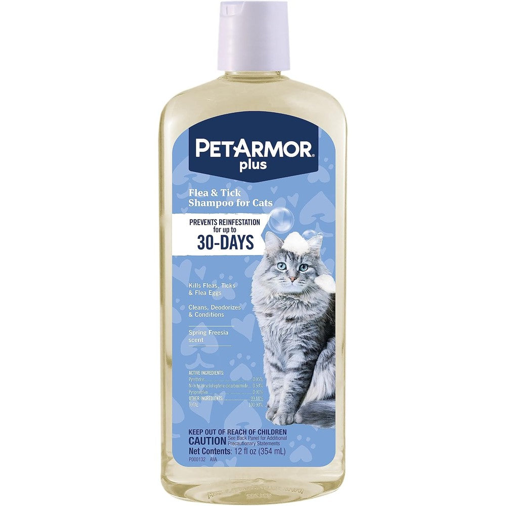 PetArmor Plus Flea and Tick Shampoo for Cats front view bottle