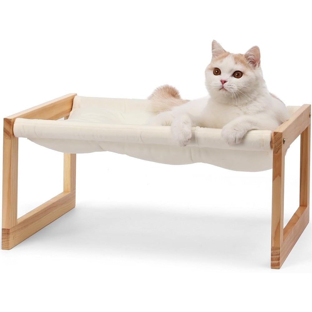 Fukumaru Cat Bed Hammock Cozy Velvet Cat Couch For Indoor Cats Raised Wooden Pet Perch 21 Inch Sofa For Small Animals