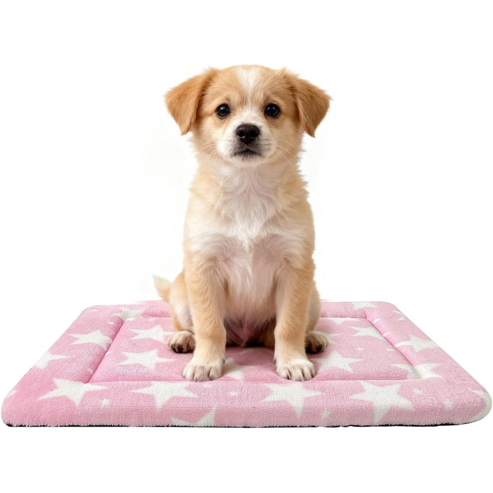 Wittop Washable Plush Orthopedic Dog Crate Mat For Small To Medium Dogs 24 Inch By 18 Inch Pink Comfortable Kennel Pad