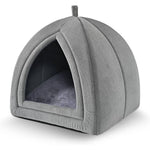 Amazon Basics Cat Cave Bed 2-In-1 Foldable House For Indoor Cats With Washable Cushion And Non-Slip Base Large 17.5 X 17.5 Inches Light Gray