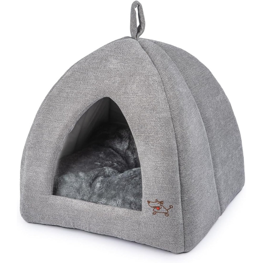 Best Pet Supplies Cat Bed For Indoor Cat, Domed Tent House With Removable Pillow, Covered Cat Cave For Small Dog And All Breeds Of Cats, Gray, 16 x...