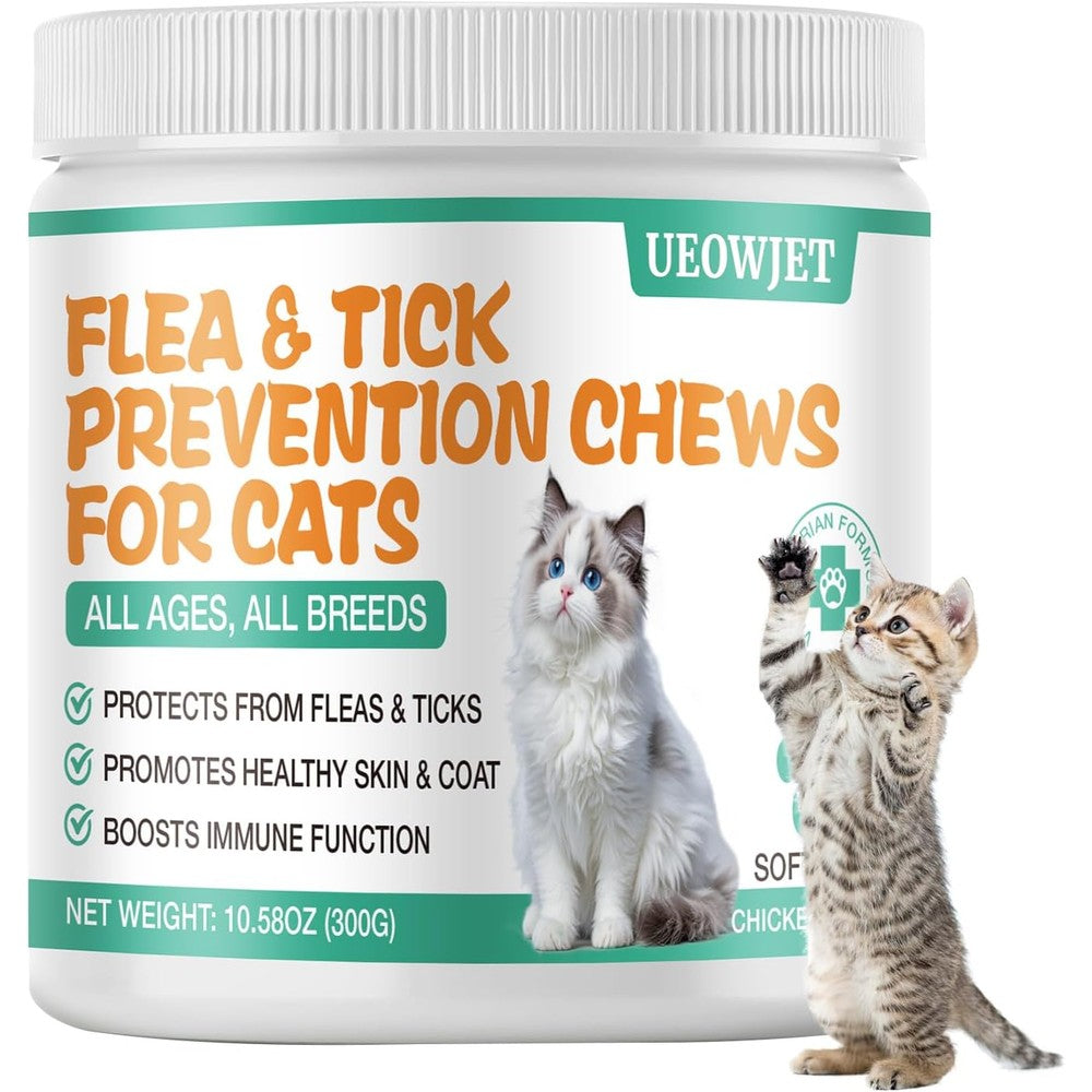 Ueowjet flea and tick prevention soft chews for cats front view