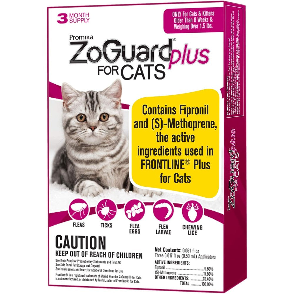 ZoGuard Plus Flea And Tick Prevention For Cats And Kittens Over 1.5 Pounds 3 Doses Topical Monthly Pest Control Treatment